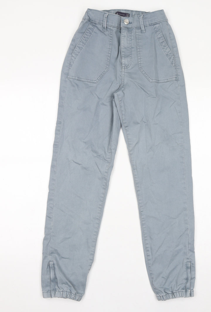 Marks and Spencer Womens Blue Cotton Mom Jeans Size 6 L27 in Regular Zip
