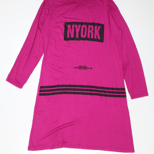 Moda Sadem Womens Pink Polyester T-Shirt Dress Size XL Round Neck Pullover - NYORK