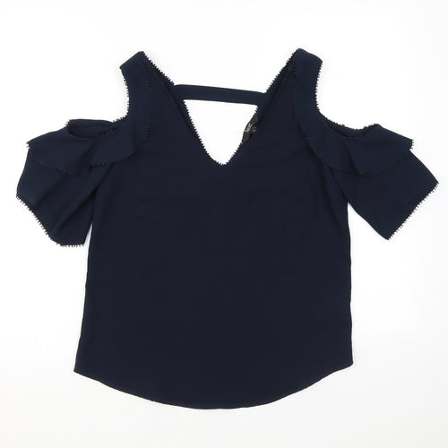 NEXT Womens Black 100% Cotton Basic Tank Size 6 V-Neck - Cold Shoulder