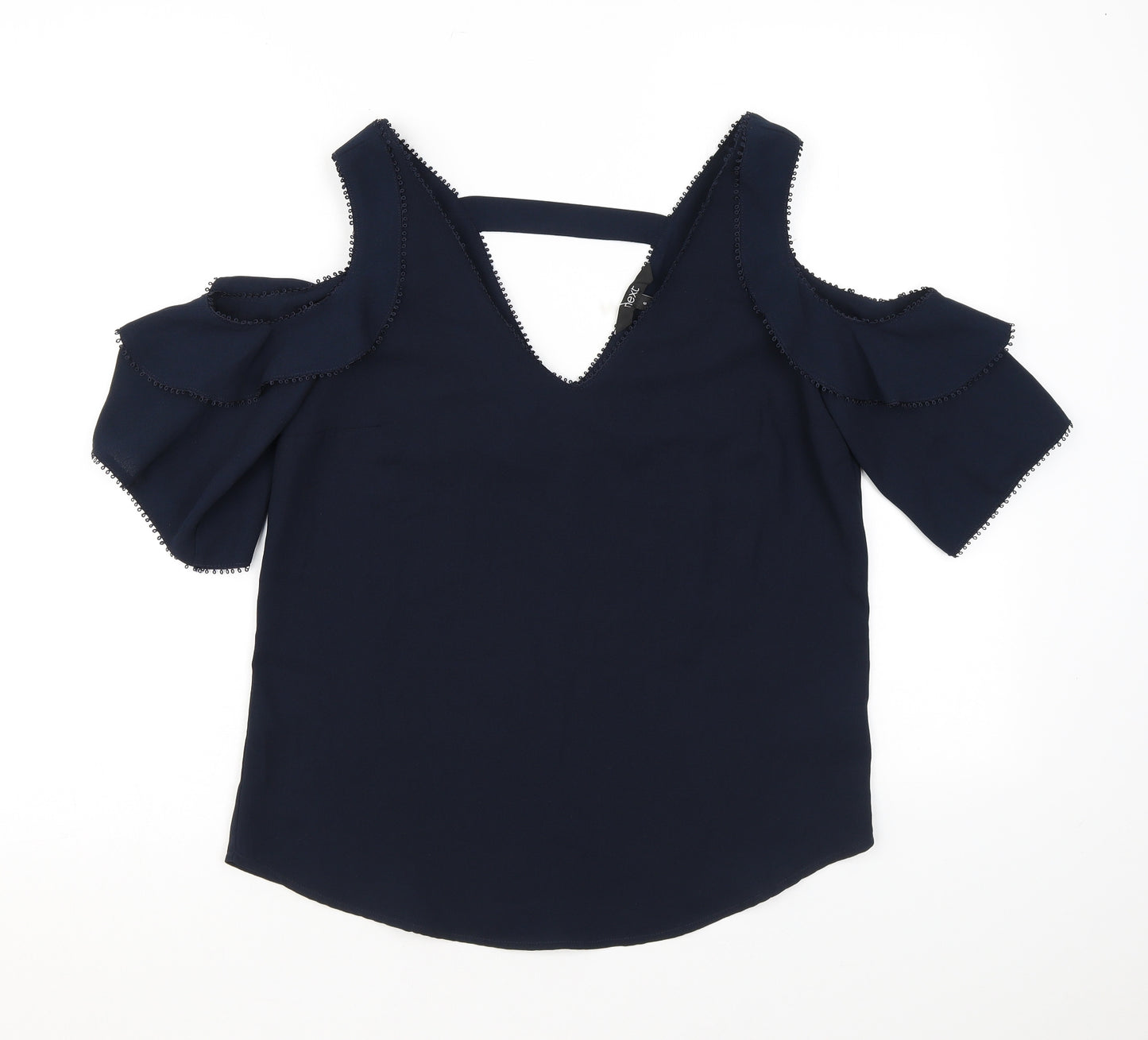 NEXT Womens Black 100% Cotton Basic Tank Size 6 V-Neck - Cold Shoulder