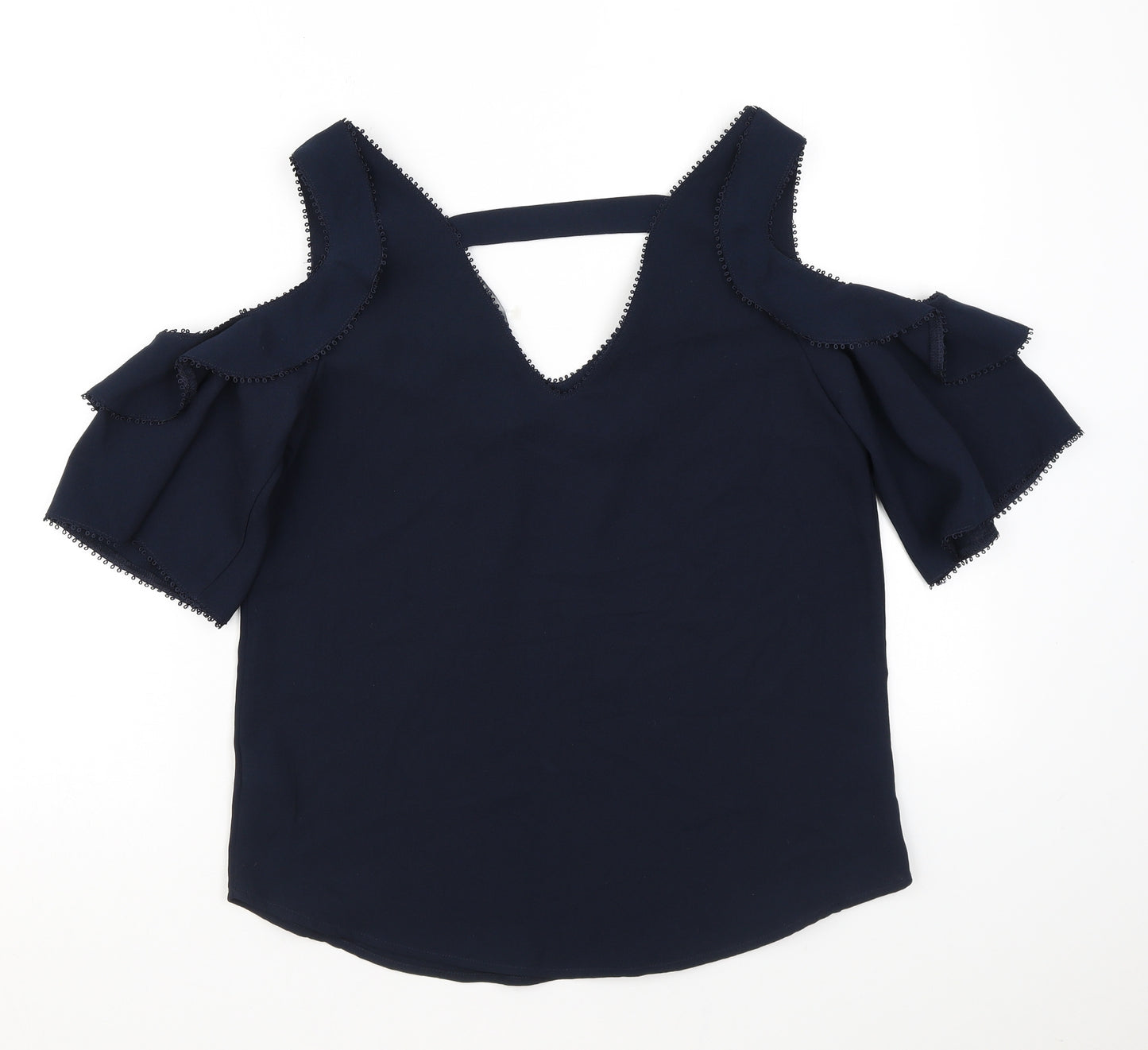NEXT Womens Black 100% Cotton Basic Tank Size 6 V-Neck - Cold Shoulder