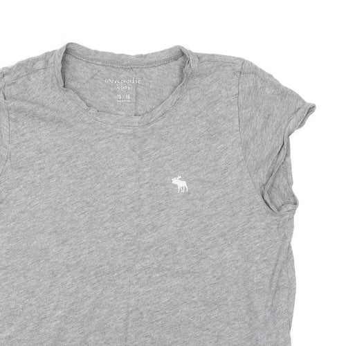 Abercrombie & Fitch Girls Grey Polyester Basic T-Shirt Size 15-16 Years Round Neck Pullover