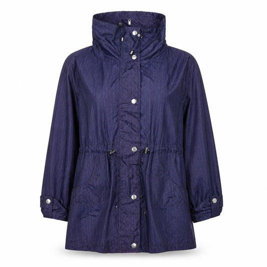 Front view of EWM women’s purple geometric jacket, size UK 18, zip