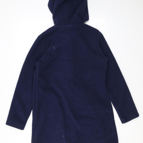 D&Co. Womens Blue Overcoat Coat Size XS Zip - Hooded