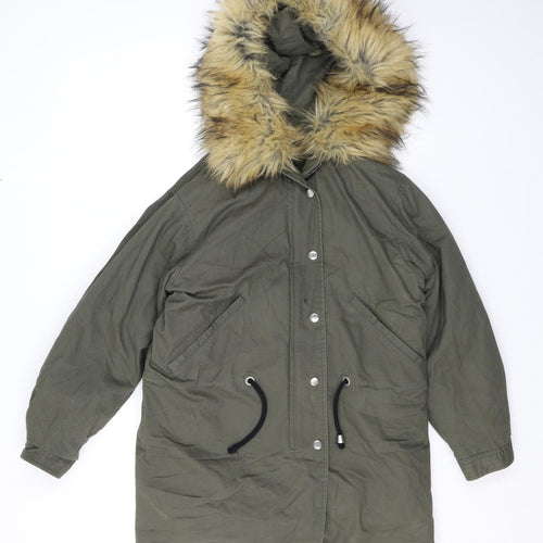 Boohoo Womens Green Parka Coat Size 8 Zip - 2 in 1