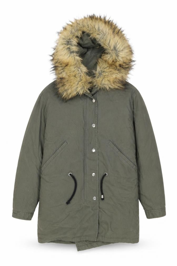 Boohoo Womens Green Parka Coat Size 8 Zip - 2 in 1