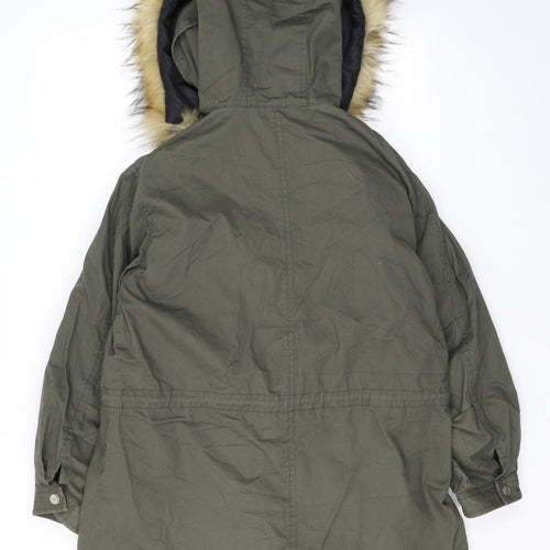 Boohoo Womens Green Parka Coat Size 8 Zip - 2 in 1