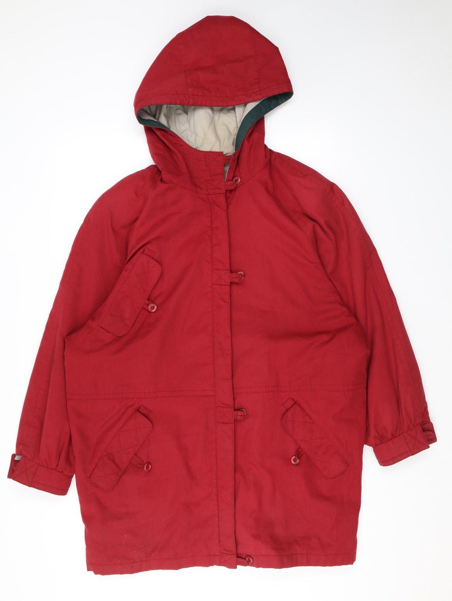 Telemac Womens Red Rain Coat Coat Size 14 Zip