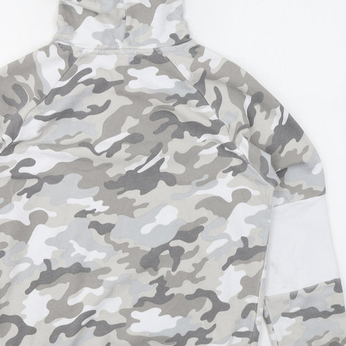 New Look Girls Green Camouflage Cotton Pullover Hoodie Size 12-13 Years Pullover