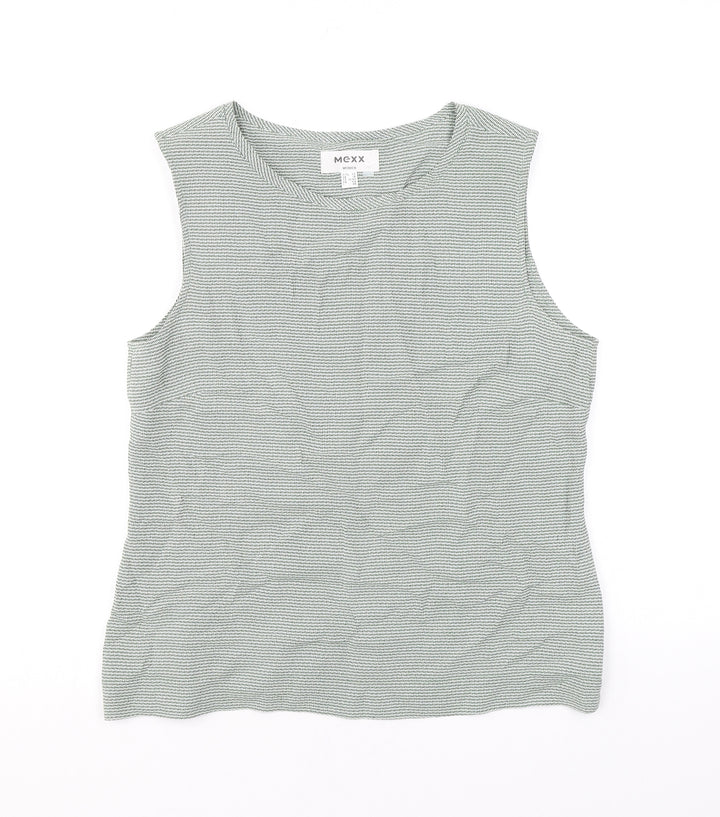 Mexx Womens Green Geometric Polyester Basic Tank Size 16 Round Neck