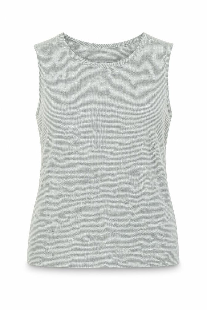 Front view of Mexx women’s green geometric polyester basic tank, size UK 16, round neck