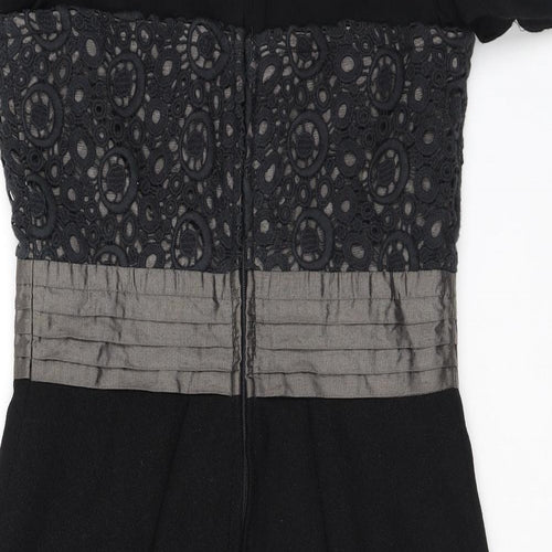 Jesire Womens Black Geometric Polyester Pencil Dress Size 6 Scoop Neck Zip