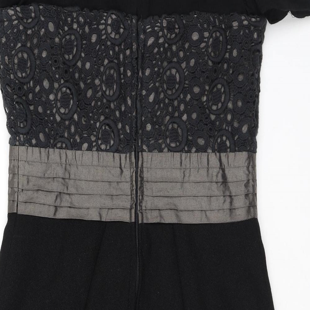 Jesire Womens Black Geometric Polyester Pencil Dress Size 6 Scoop Neck Zip