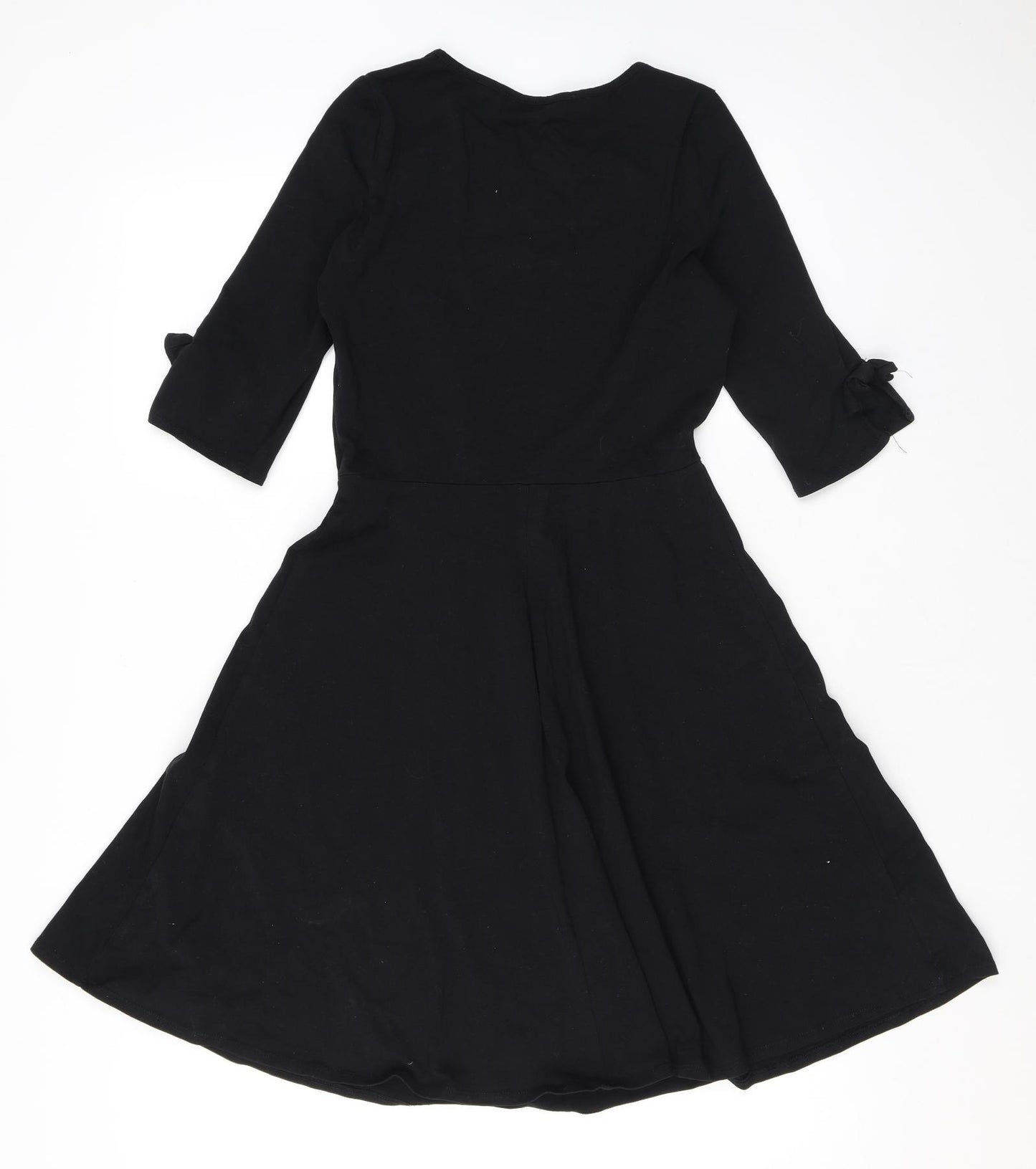 Dorothy Perkins Womens Black Cotton Skater Dress Size 10 Round Neck Pullover