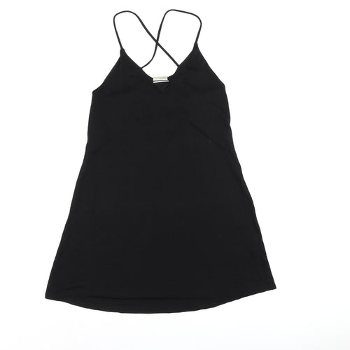 River Island Womens Black Rayon Mini Size 8 V-Neck Pullover