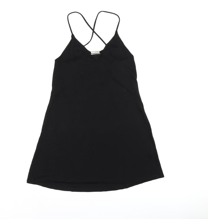 River Island Womens Black Rayon Mini Size 8 V-Neck Pullover