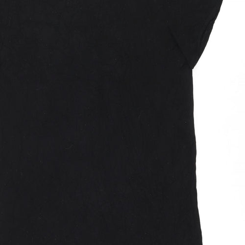 Boohoo Womens Black Viscose T-Shirt Dress Size 12 Round Neck Button
