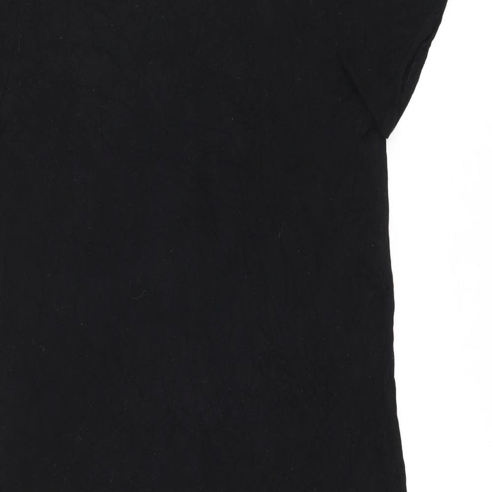 Boohoo Womens Black Viscose T-Shirt Dress Size 12 Round Neck Button
