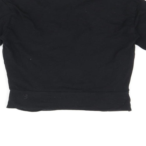 Zara Womens Black Cotton Cropped T-Shirt Size S Round Neck