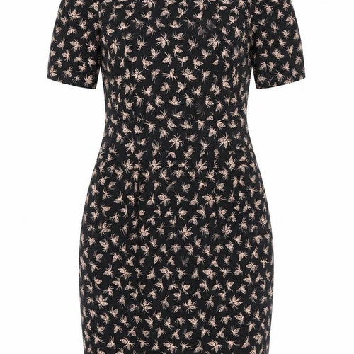 Somerset Womens Black Geometric Silk Bodycon Size 14 Boat Neck Zip