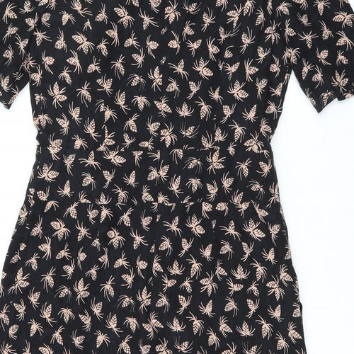Somerset Womens Black Geometric Silk Bodycon Size 14 Boat Neck Zip