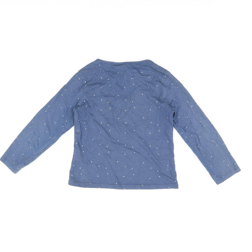 Disney Girls Blue Cotton Basic T-Shirt Size 6 Years Round Neck Pullover - Frozen Elsa