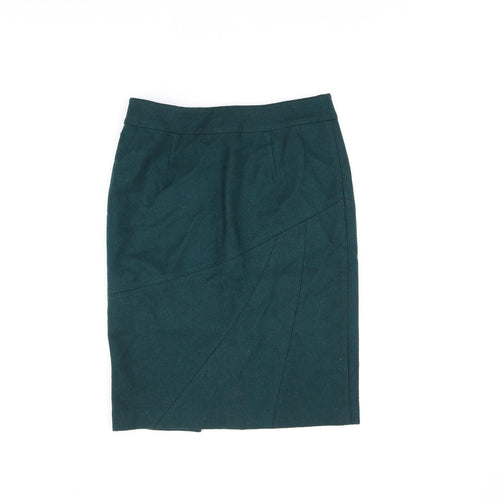 Sino London Womens Green Wool Straight & Pencil Skirt Size 12 Zip