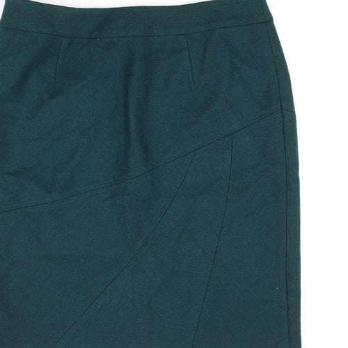 Sino London Womens Green Wool Straight & Pencil Skirt Size 12 Zip