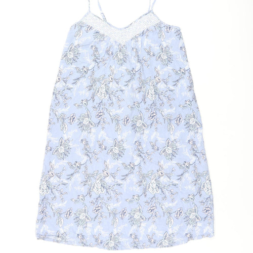 Marks and Spencer Womens Blue Floral Viscose Cami Dress Size 8 - Broderie Anglaise