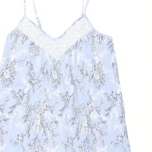 Marks and Spencer Womens Blue Floral Viscose Cami Dress Size 8 - Broderie Anglaise
