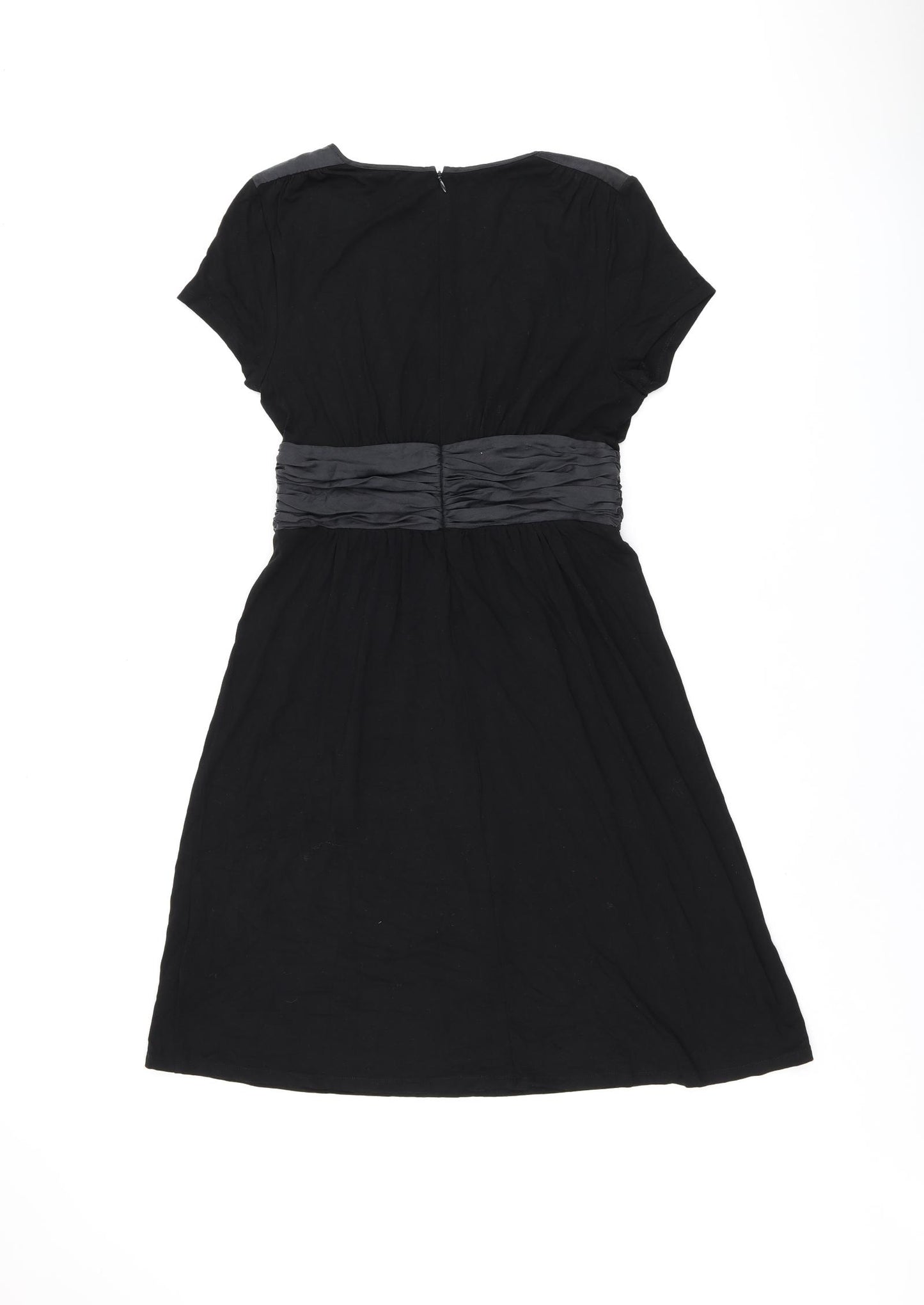 The White Company Womens Black Viscose A-Line Size 12 V-Neck Zip
