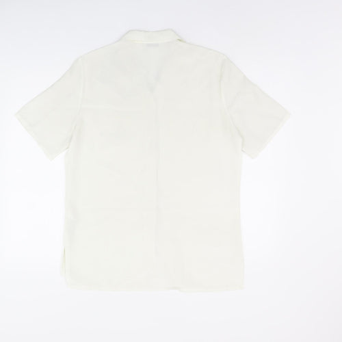 St Michael Womens White Polyester Basic Button-Up Size 10 Collared - Vintage