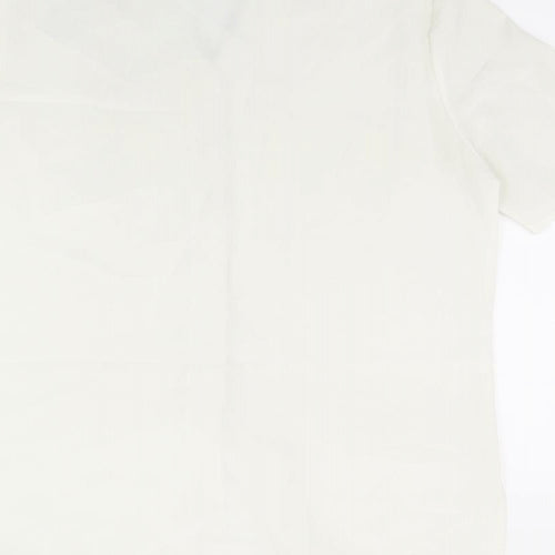 St Michael Womens White Polyester Basic Button-Up Size 10 Collared - Vintage