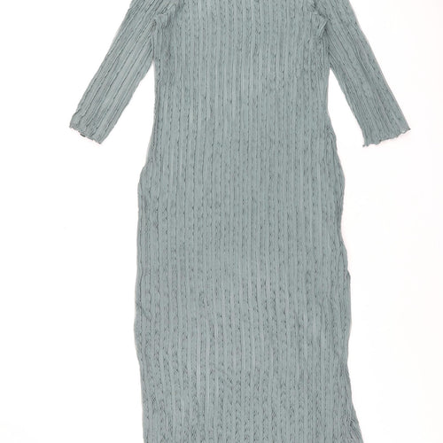 Marks and Spencer Womens Green Polyester Bodycon Size 10 Boat Neck Pullover