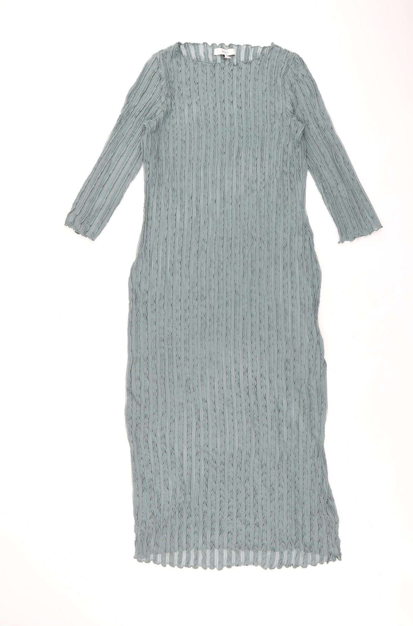 Marks and Spencer Womens Green Polyester Bodycon Size 10 Boat Neck Pullover