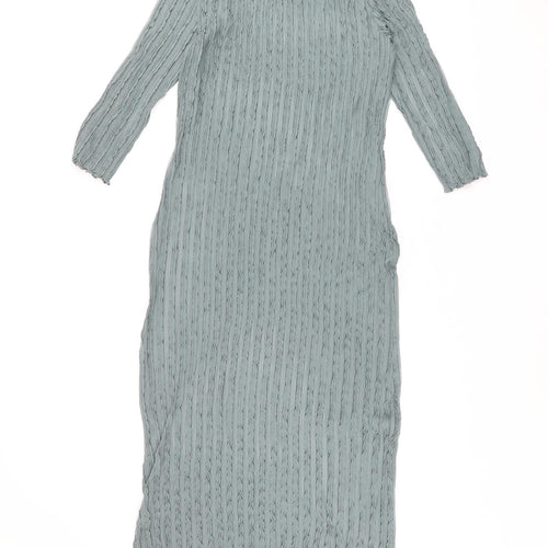 Marks and Spencer Womens Green Polyester Bodycon Size 10 Boat Neck Pullover