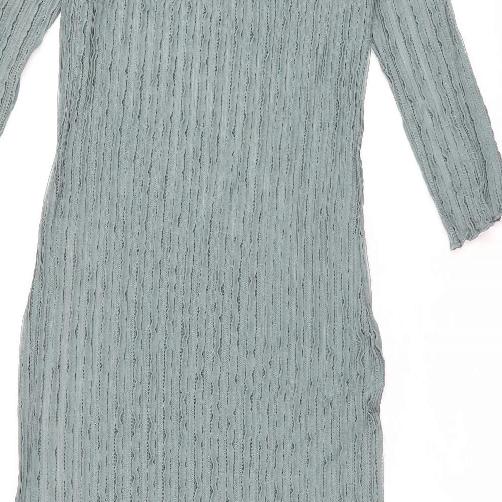 Marks and Spencer Womens Green Polyester Bodycon Size 10 Boat Neck Pullover