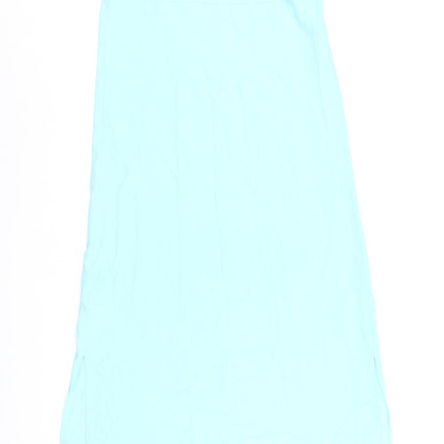 Marks and Spencer Womens Blue Polyester Slip Dress Size 10 Square Neck Pullover