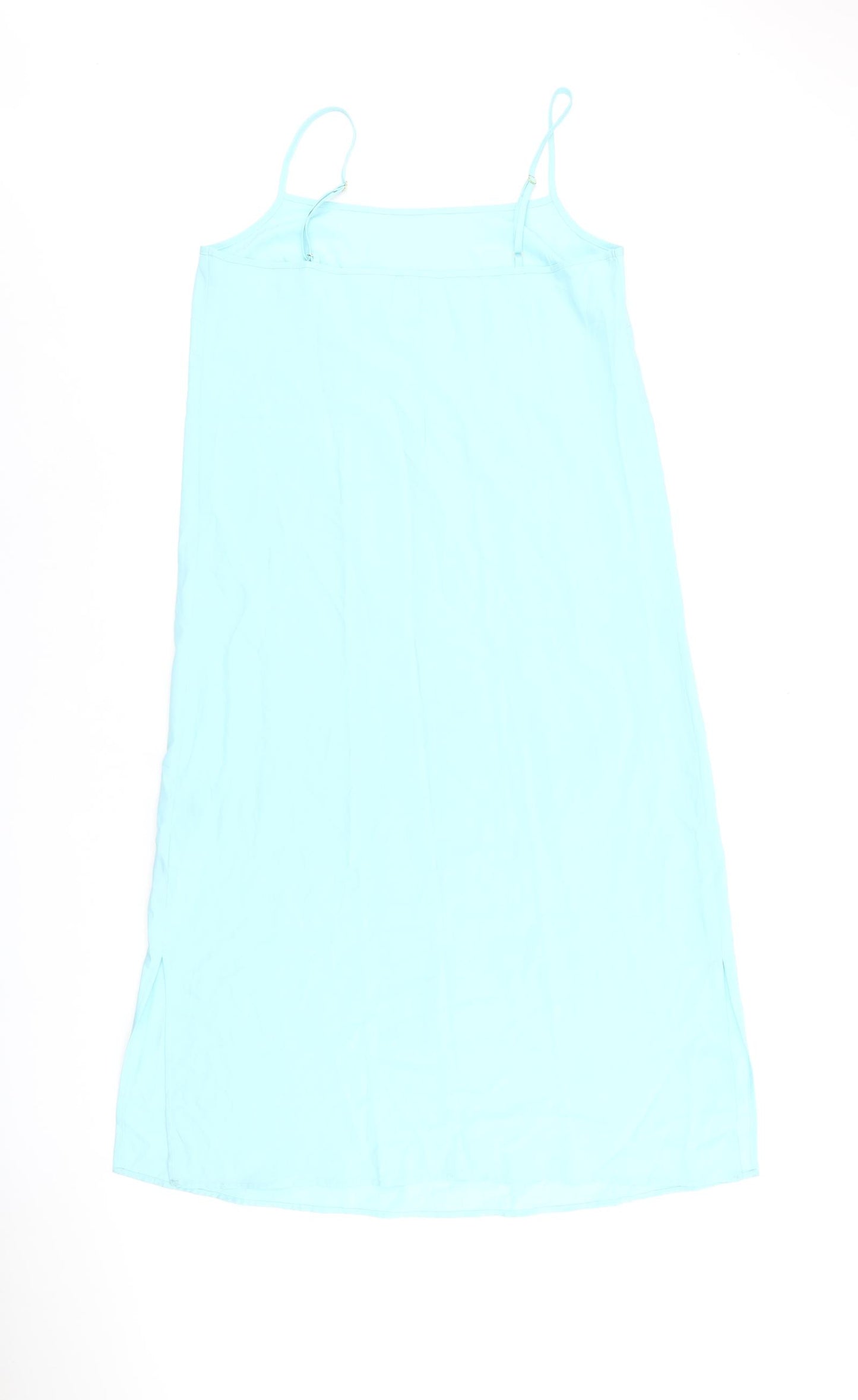 Marks and Spencer Womens Blue Polyester Slip Dress Size 10 Square Neck Pullover