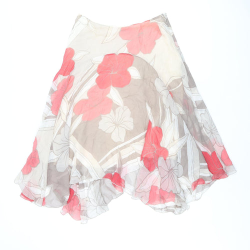 Coast Womens Brown Floral Silk Swing Skirt Size 12 Zip