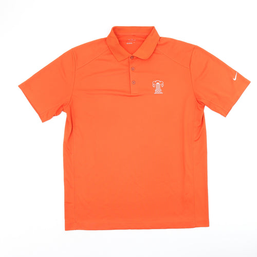 Nike Mens Orange Polyester Polo Size L Collared Button - DGC