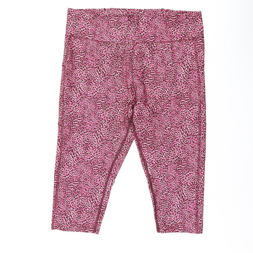 GOODMOVE Womens Pink Geometric Polyester Capri Leggings Size 20 L18 in Regular Drawstring