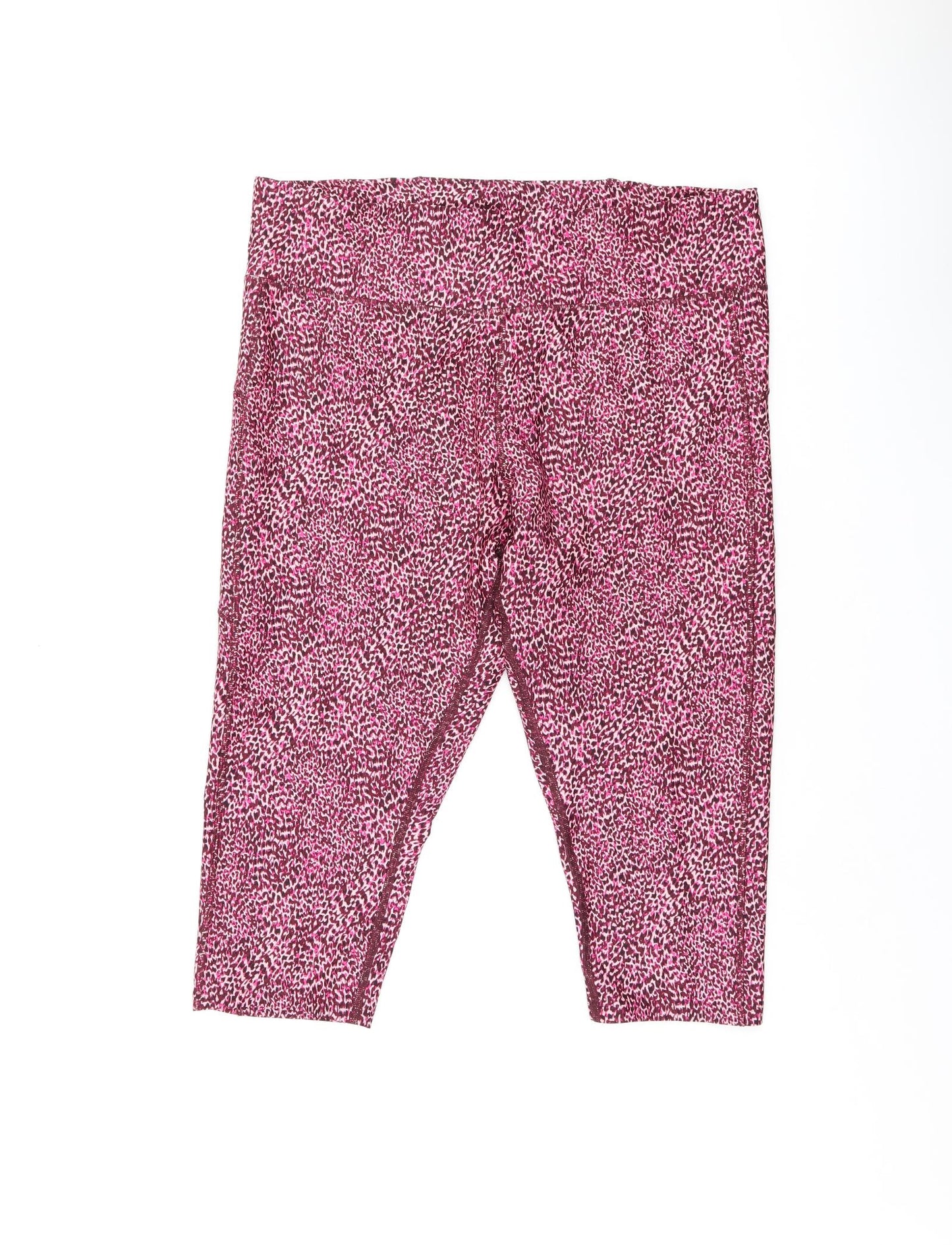 GOODMOVE Womens Pink Geometric Polyester Capri Leggings Size 20 L18 in Regular Drawstring