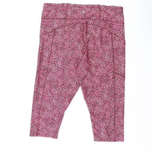 GOODMOVE Womens Pink Geometric Polyester Capri Leggings Size 20 L18 in Regular Drawstring