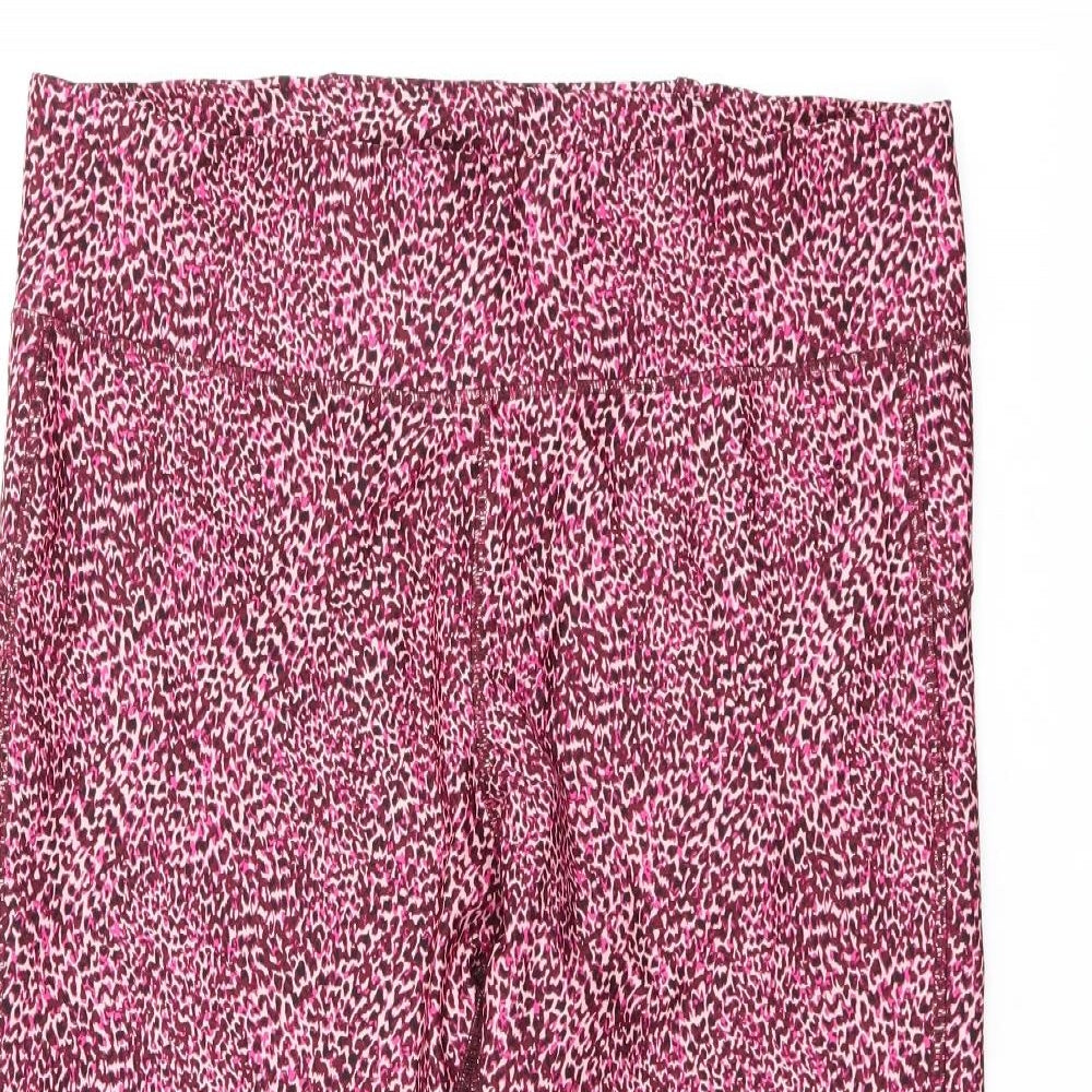 GOODMOVE Womens Pink Geometric Polyester Capri Leggings Size 20 L18 in Regular Drawstring