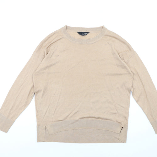 Dorothy Perkins Womens Beige Round Neck Viscose Pullover Jumper Size 10