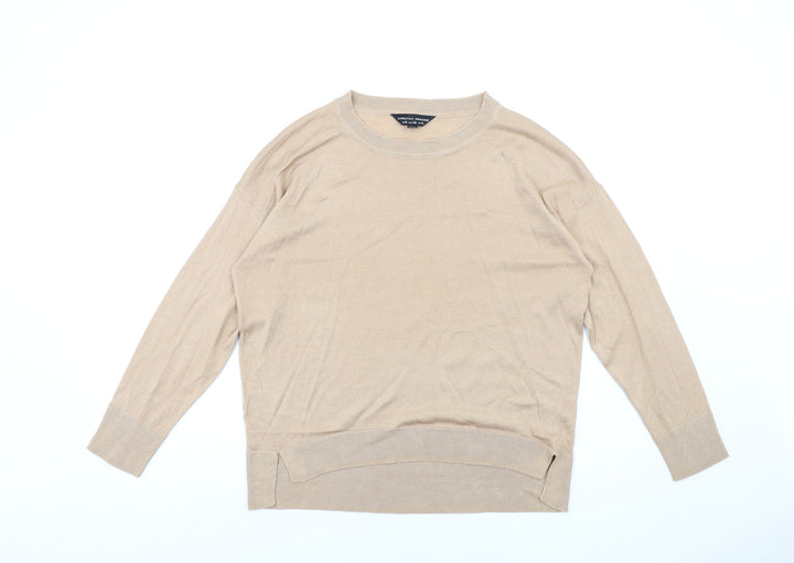 Dorothy Perkins Womens Beige Round Neck Viscose Pullover Jumper Size 10