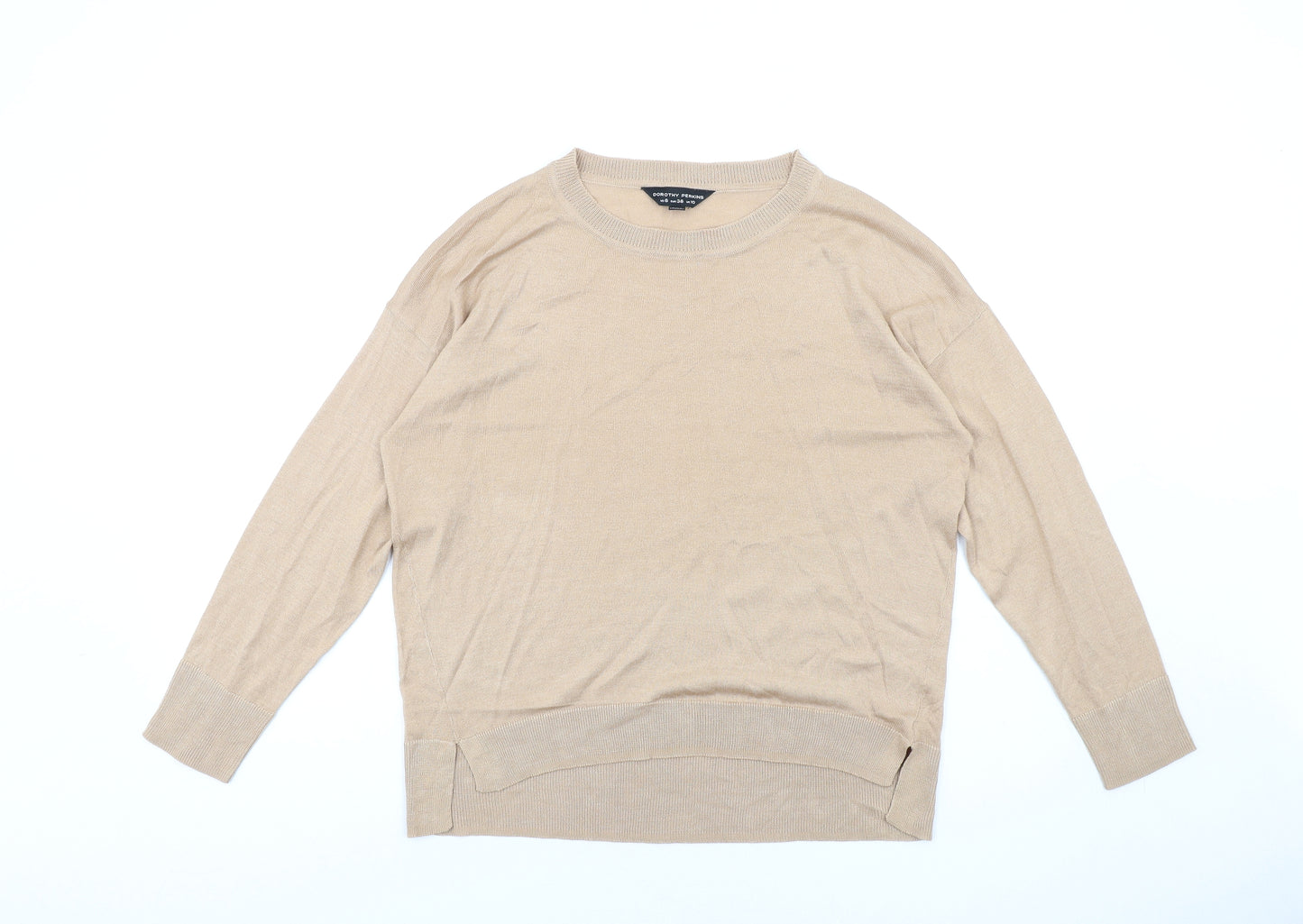 Dorothy Perkins Womens Beige Round Neck Viscose Pullover Jumper Size 10