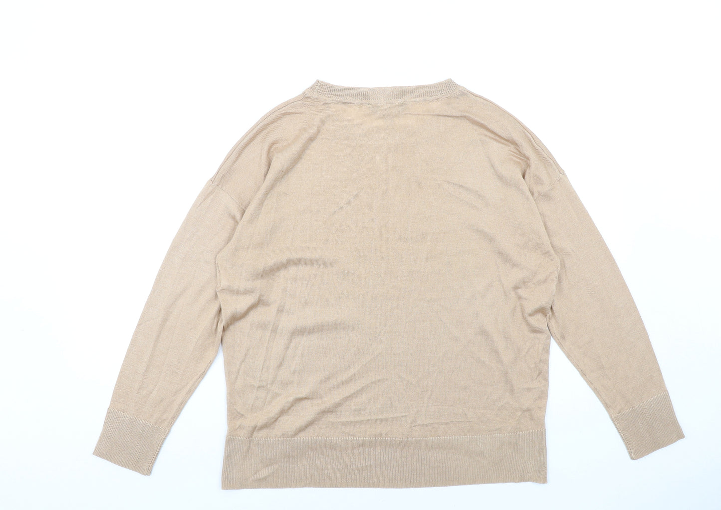 Dorothy Perkins Womens Beige Round Neck Viscose Pullover Jumper Size 10