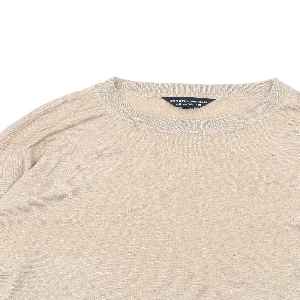 Dorothy Perkins Womens Beige Round Neck Viscose Pullover Jumper Size 10
